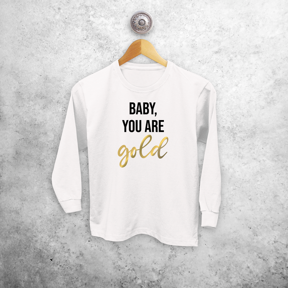 'Baby you are gold' kind shirt met lange mouwen