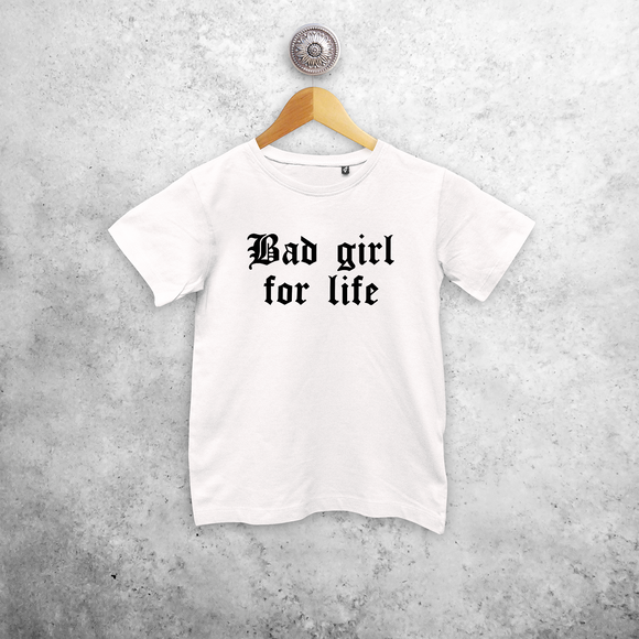 'Bad girl for life' kind shirt met korte mouwen