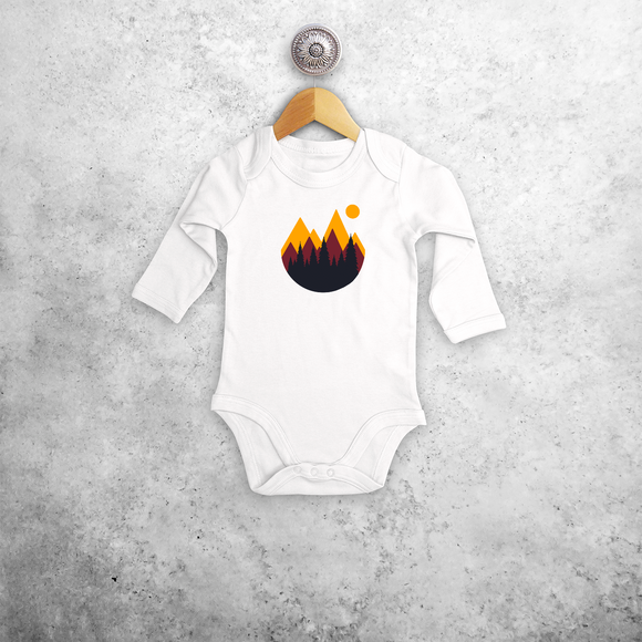 Mountains and sunset baby longsleeve bodysuit
