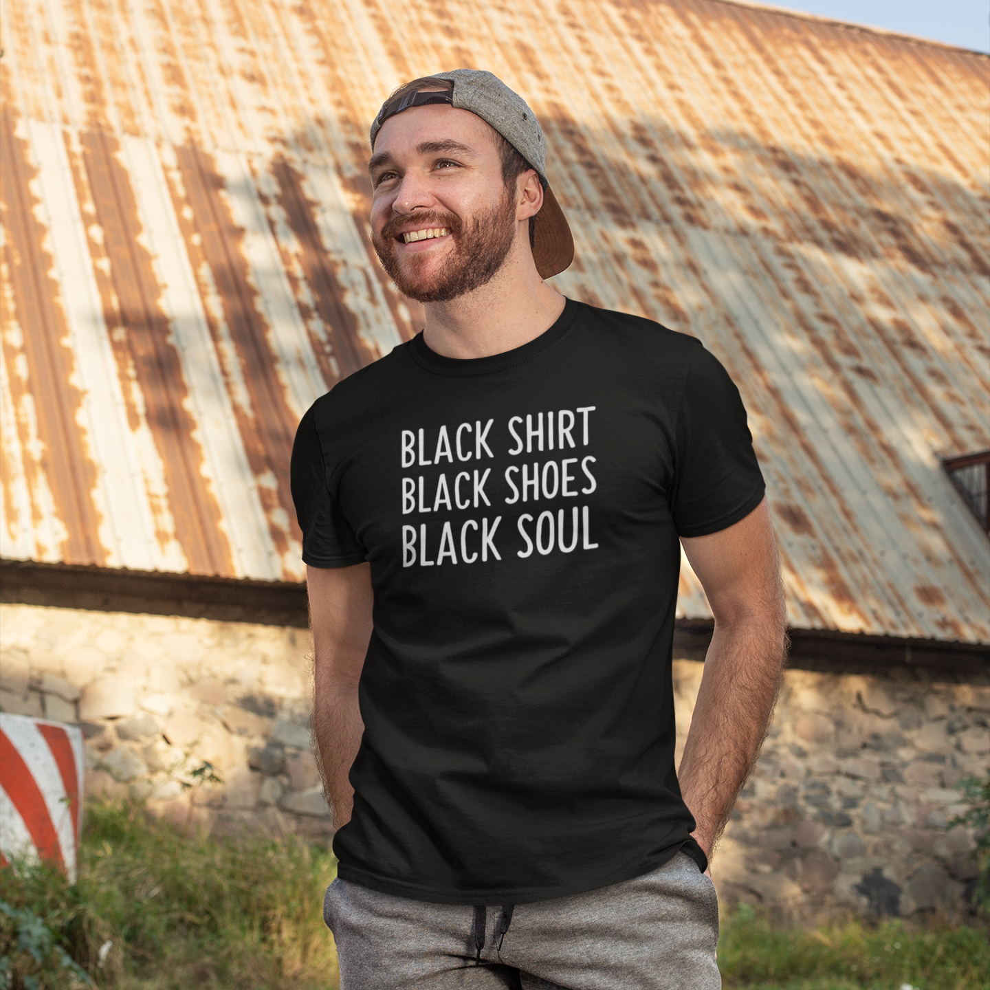 'Black shirt, Black shoes, Black soul' adult shirt