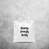 'Brains, beauty, booty' tote bag