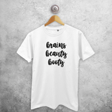'Brains, beauty, booty' adult shirt