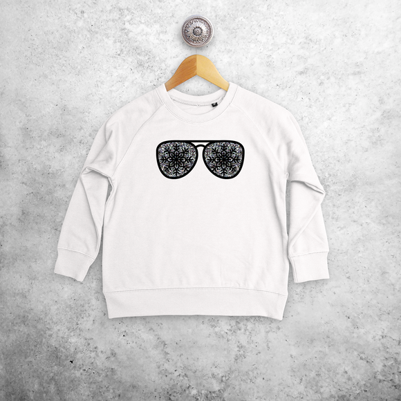 Kids sweater, with glitter snow star glasses print by KMLeon.