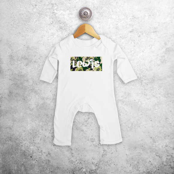 Camouflage name baby romper