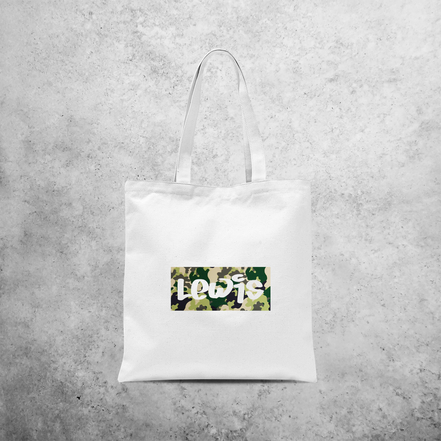 Camouflage name tote bag