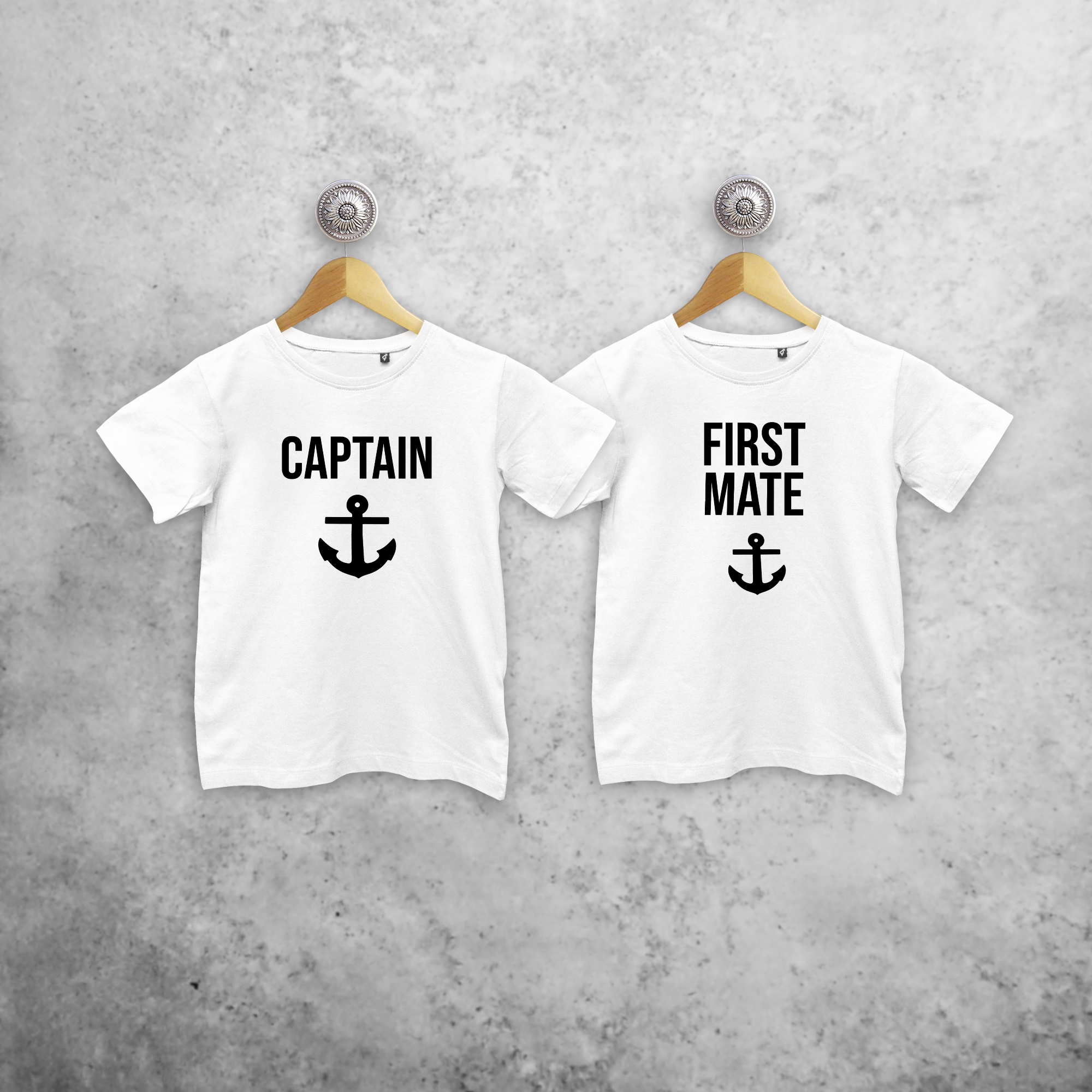 'Captain' & 'First mate' kind broer en zus shirts