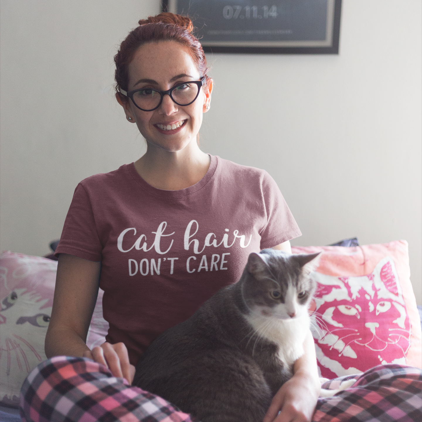 'Cat hair, don't care' adult shirt
