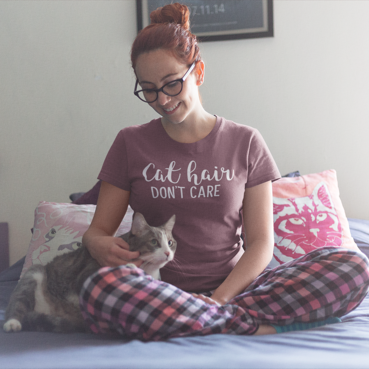'Cat hair, don't care' adult shirt