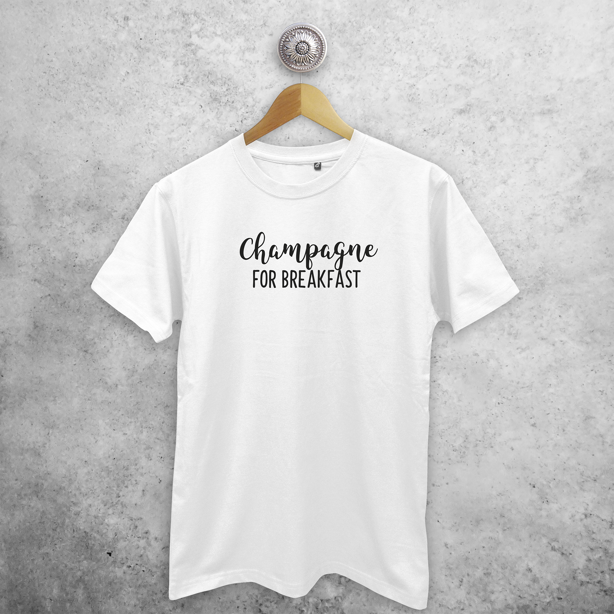 'Champagne for breakfast' volwassene shirt