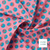 Blue, red and teal circles and triangles fabric