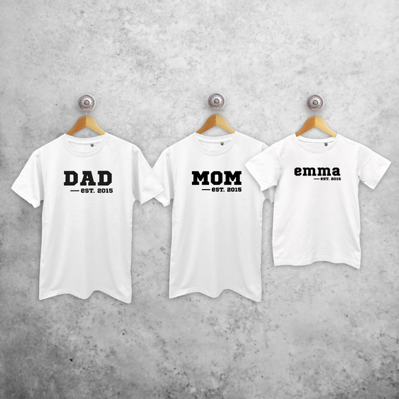 'Dad', 'Mom' & '-est' matching shirts