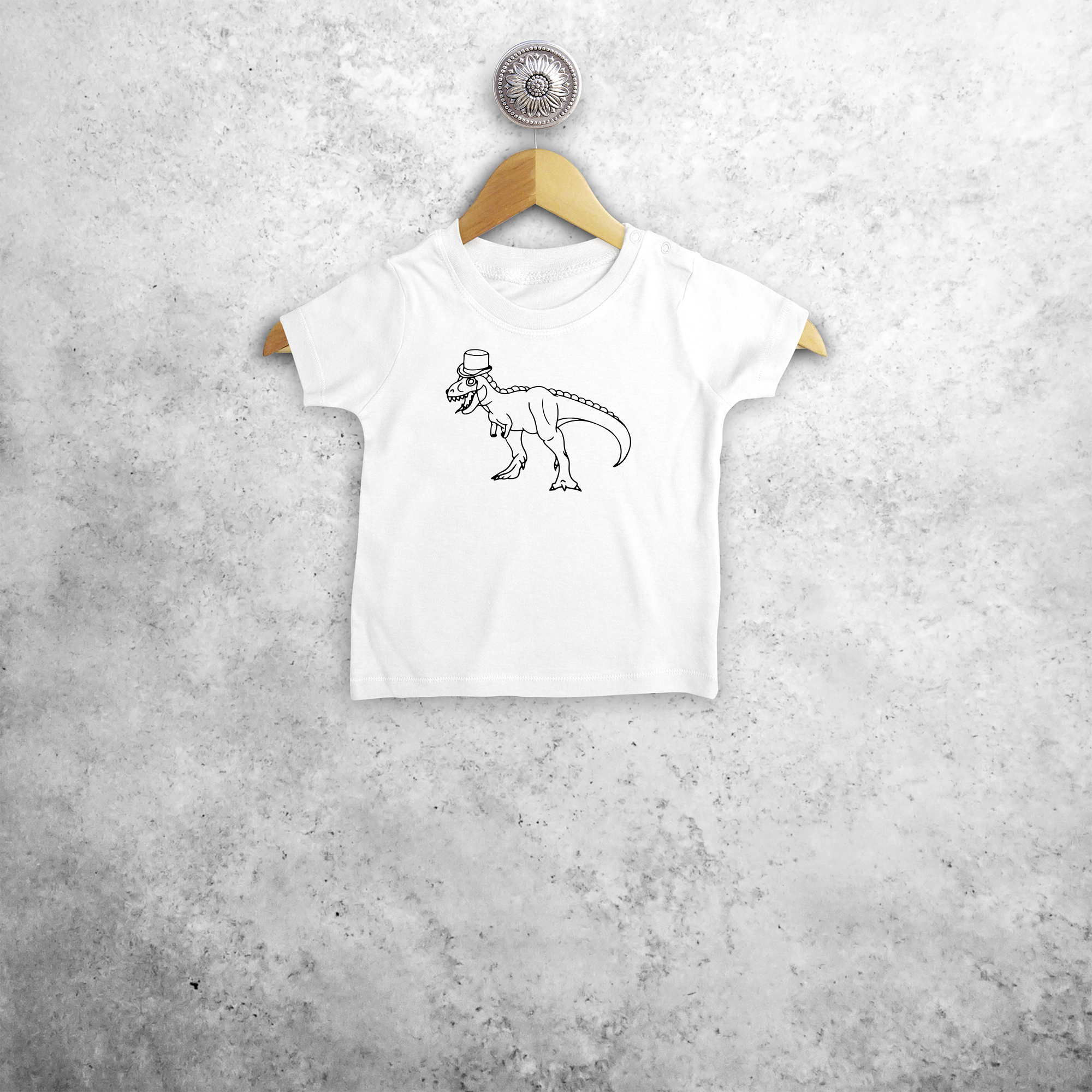 Dino with tophat baby shortsleeve shirt