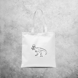 Dino with tophat tote bag