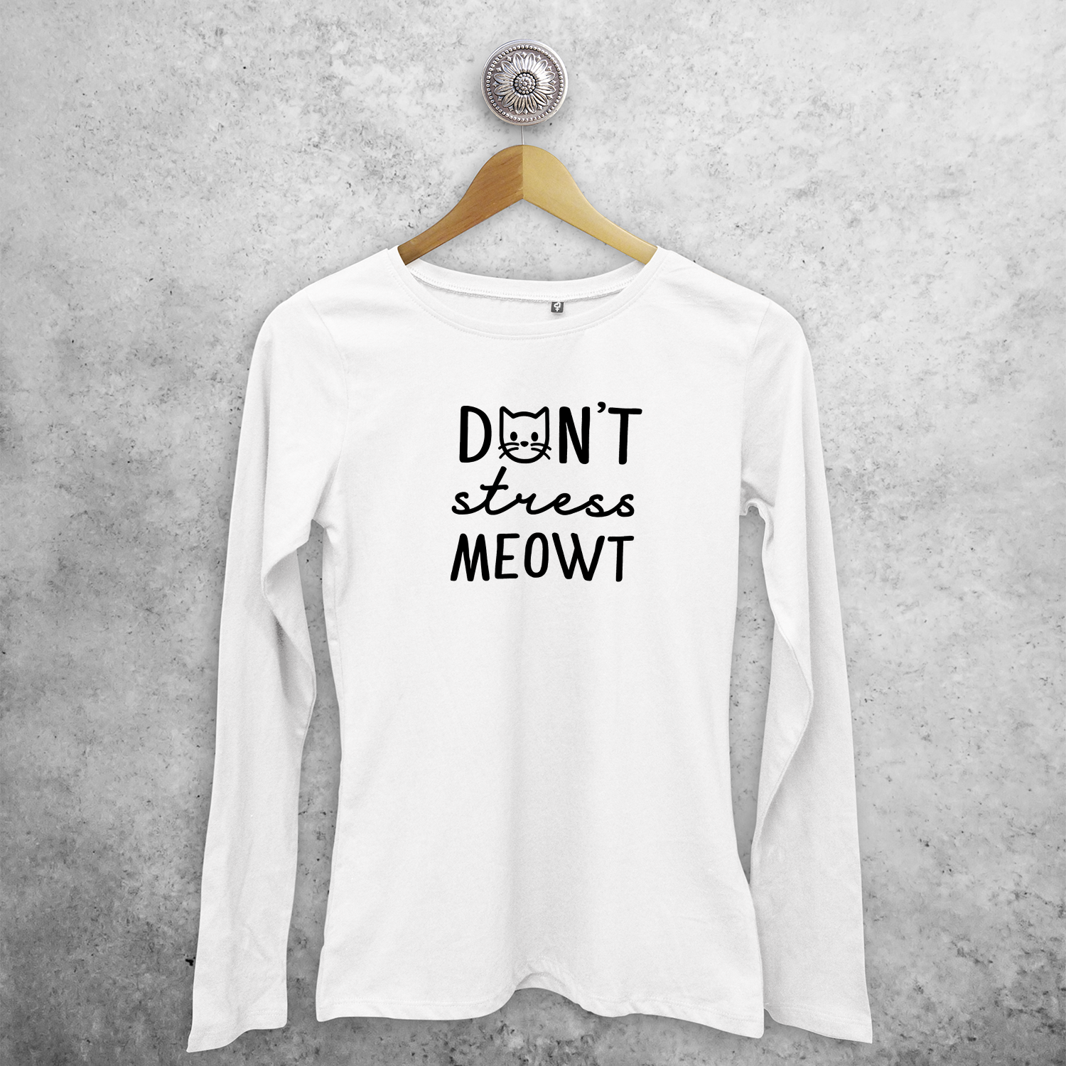 Don't stress meowt' volwassene shirt met lange mouwen
