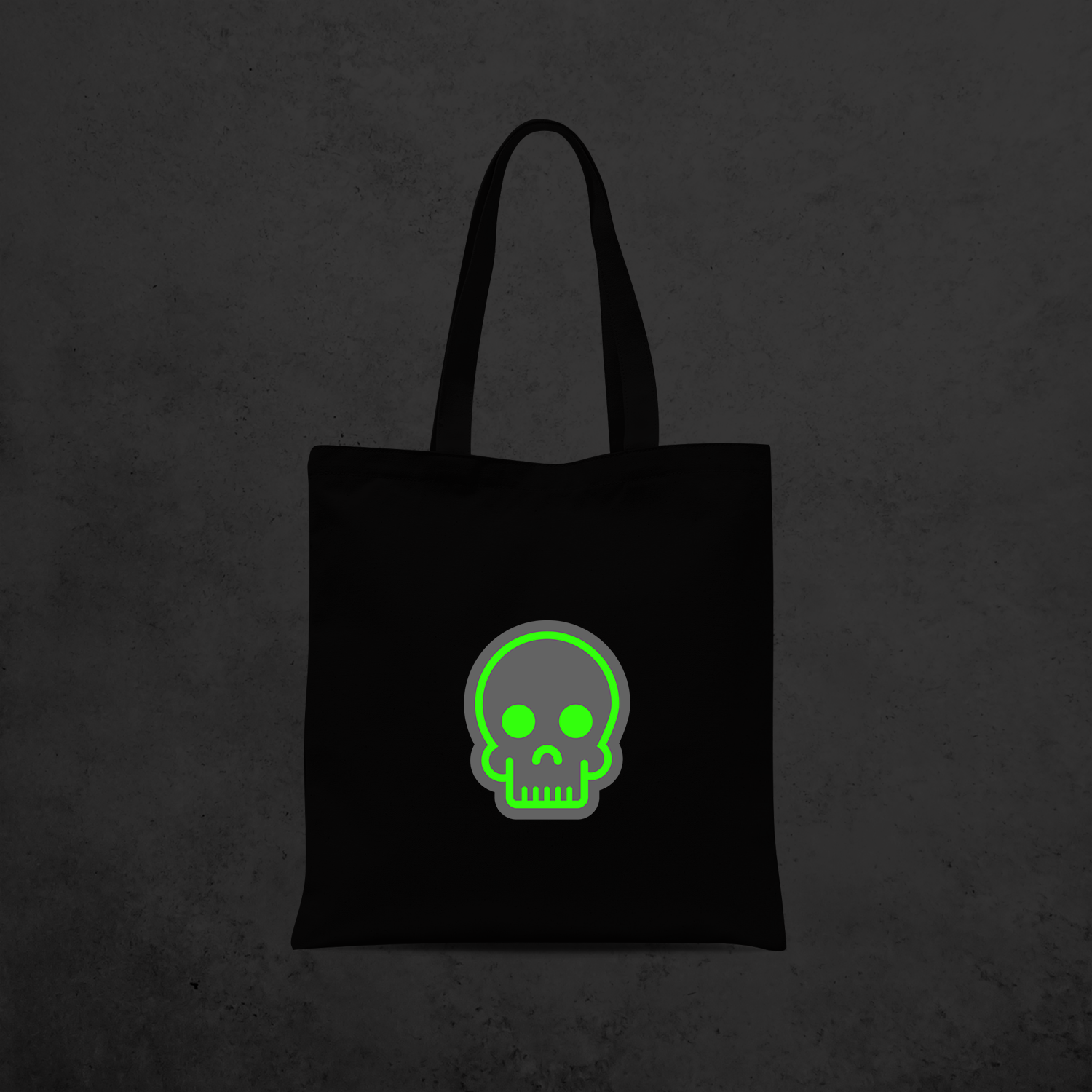 Skull glow in the dark tote bag