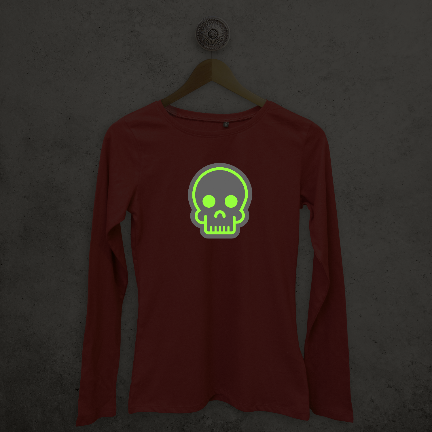 Skull glow in the dark adult longsleeve shirt