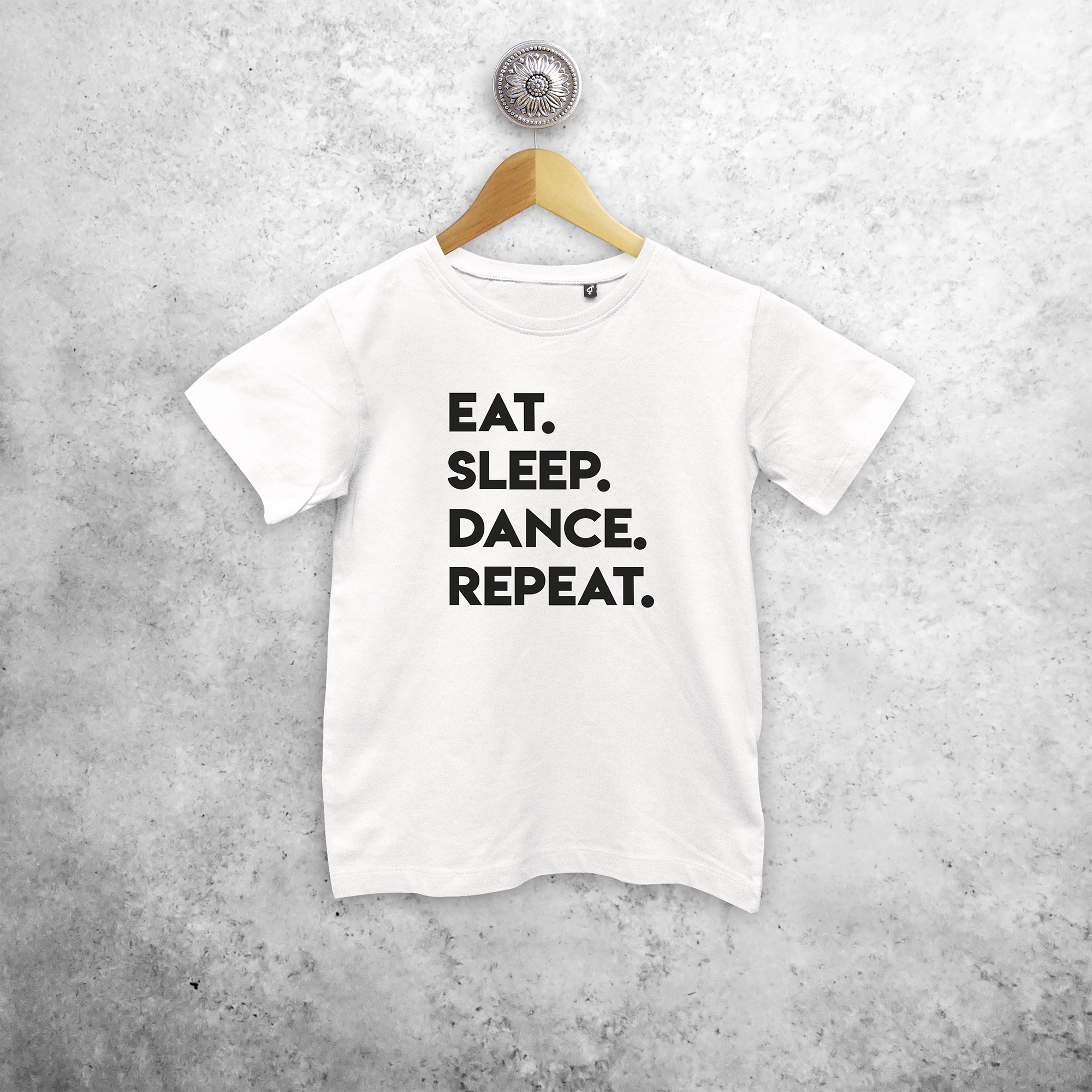 'Eat. Sleep. Dance. Repeat.' kids shortsleeve shirt