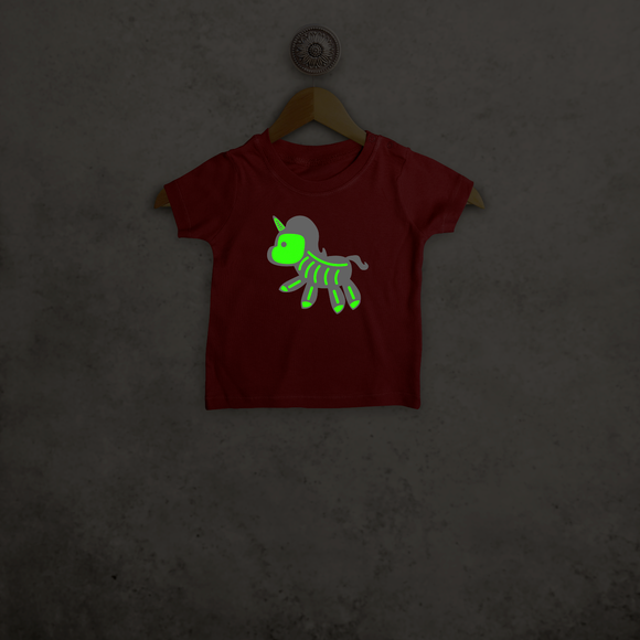 Eenhoorn glow in the dark baby shirt met korte mouwen