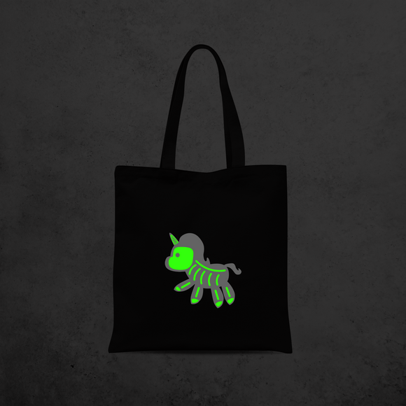 Unicorn glow in the dark tote bag