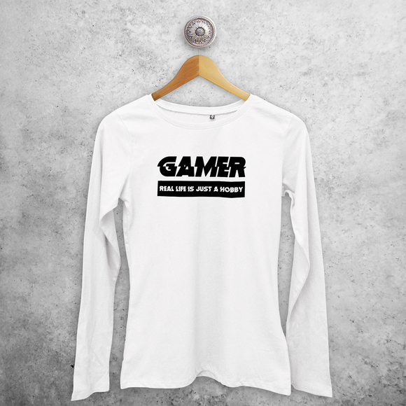 ‘Gamer – Real life is just a hobby’ volwassene shirt met lange mouwen