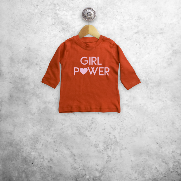 Girl power' baby shirt met lange mouwen