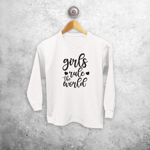 'Girls rule the world' kind shirt met lange mouwen