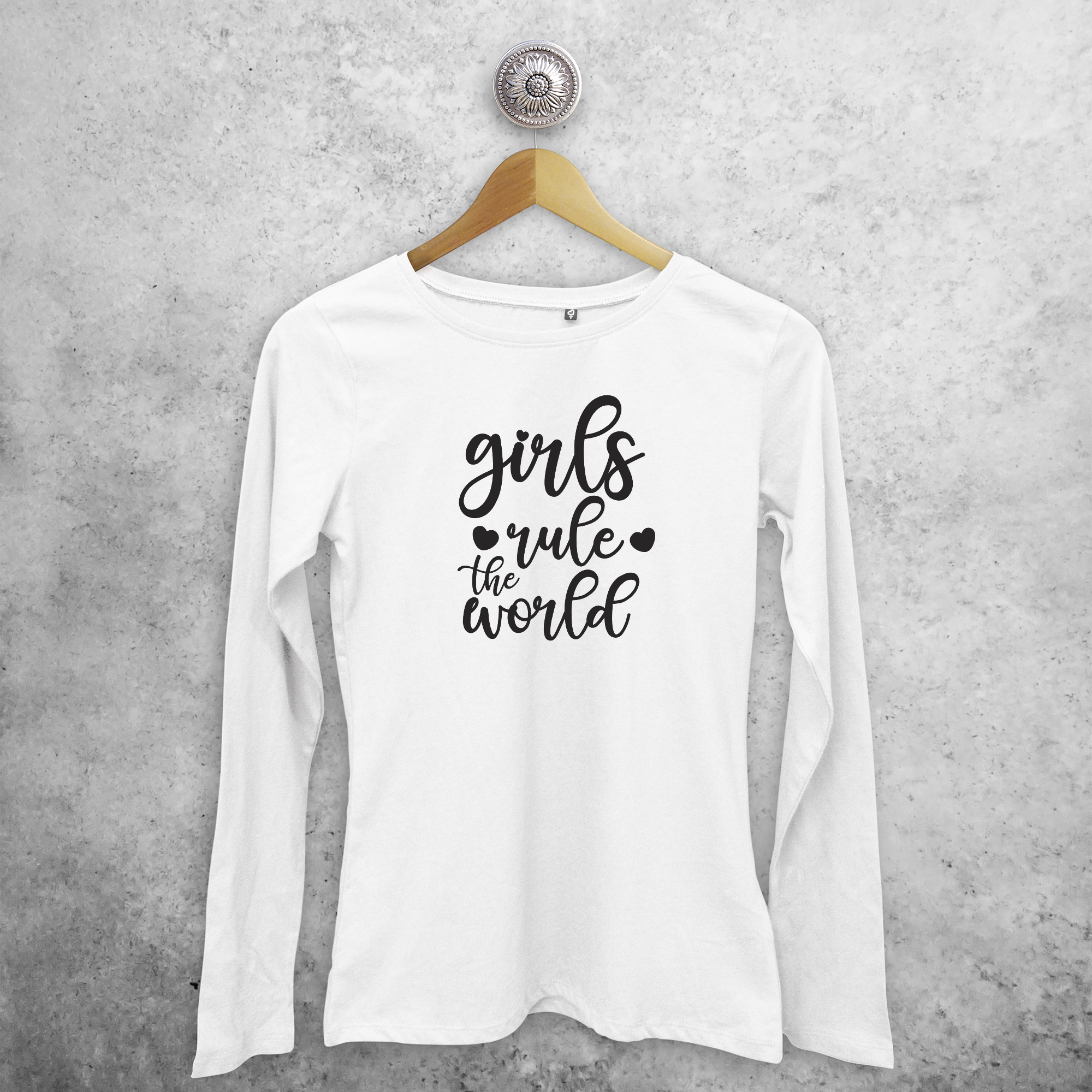 'Girls rule the world' volwassene shirt met lange mouwen