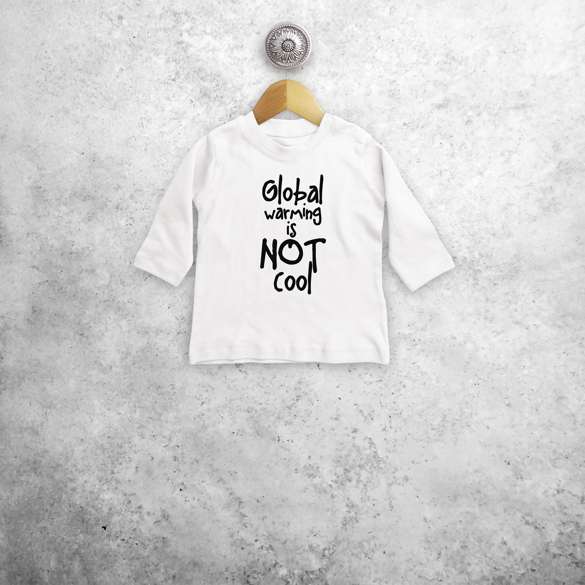 'Global warming is not cool' baby shirt met lange mouwen