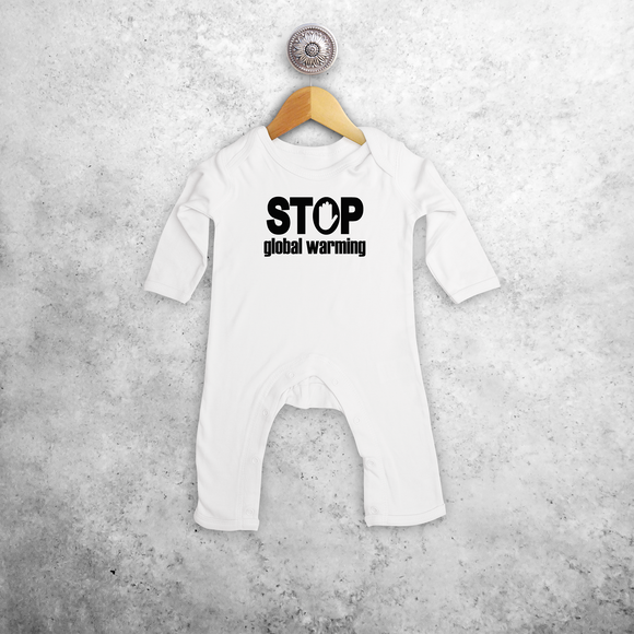 'Stop global warming' baby romper met lange mouwen