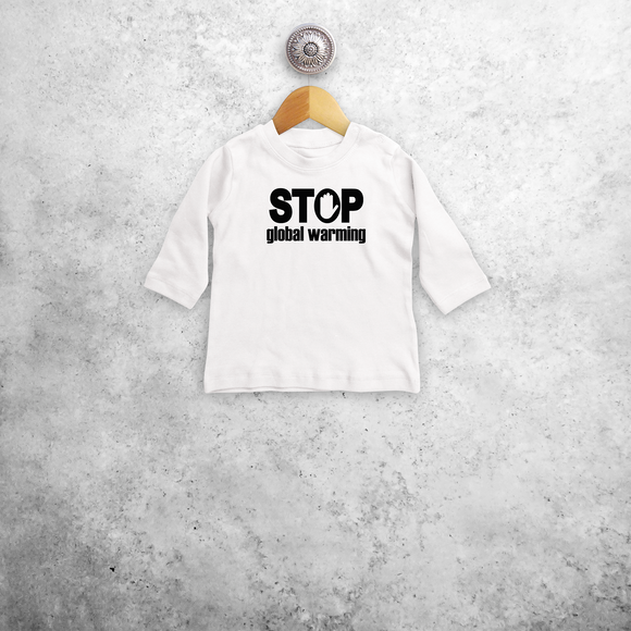 'Stop global warming' baby shirt met lange mouwen
