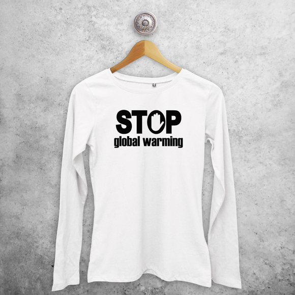'Stop global warming' volwassene shirt met lange mouwen
