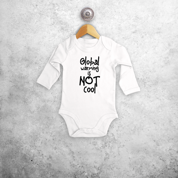 ‘Global warming is not cool’ baby kruippakje met lange mouwen