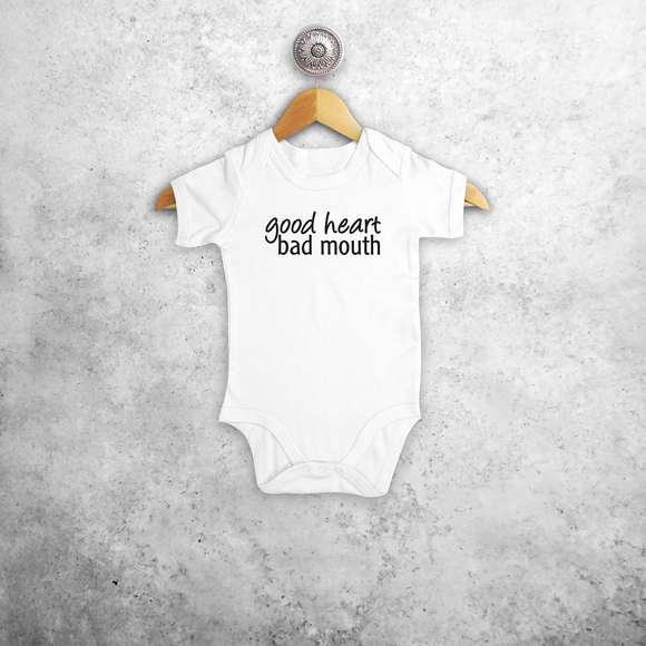 'Good heart, bad mouth' baby shortsleeve bodysuit