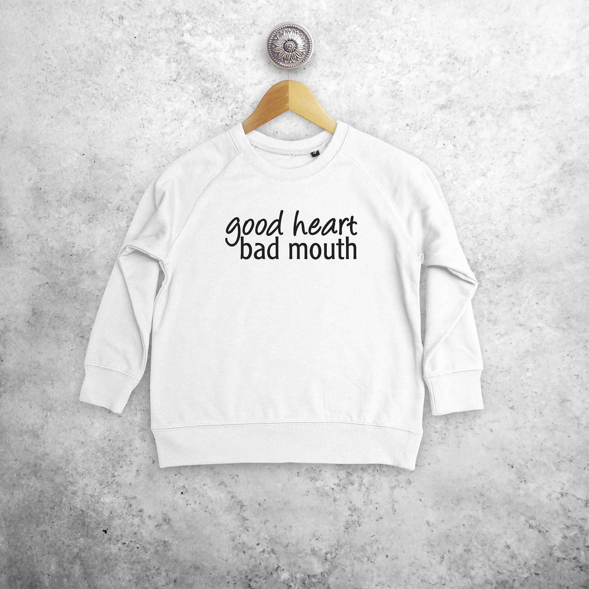 'Good heart, bad mouth' kids sweater