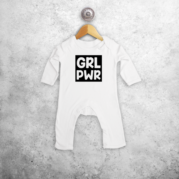 'GRL PWR' baby romper