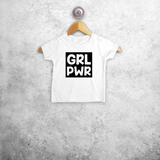'GRL PWR' baby shirt met korte mouwen
