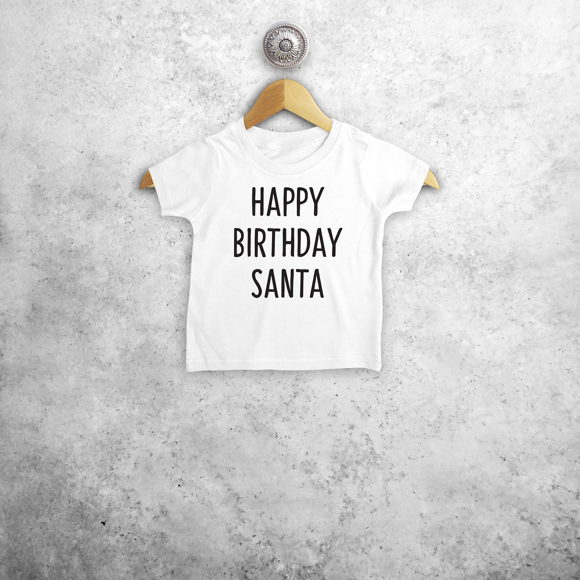 'Happy birthday Santa' baby shirt met korte mouwen