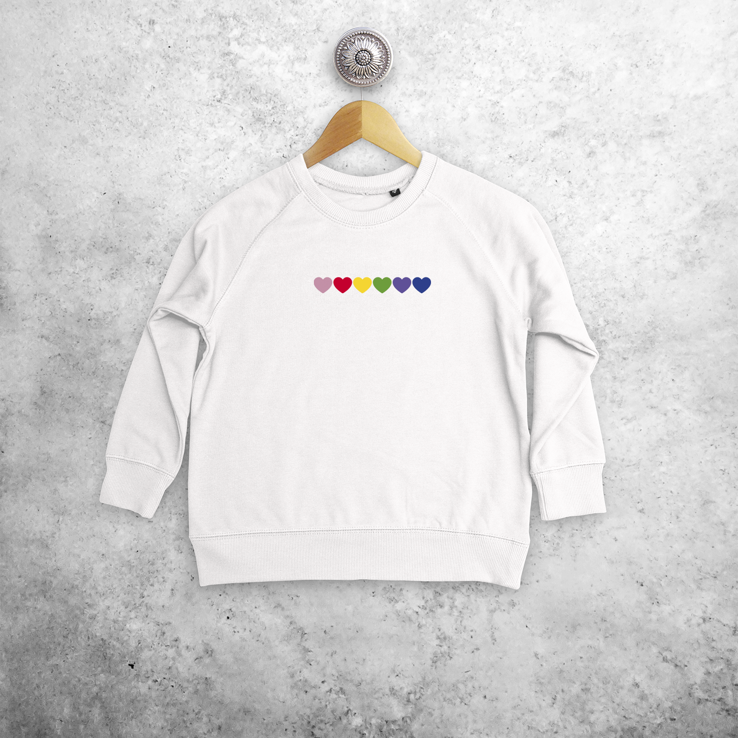 Hearts rainbow kids sweater