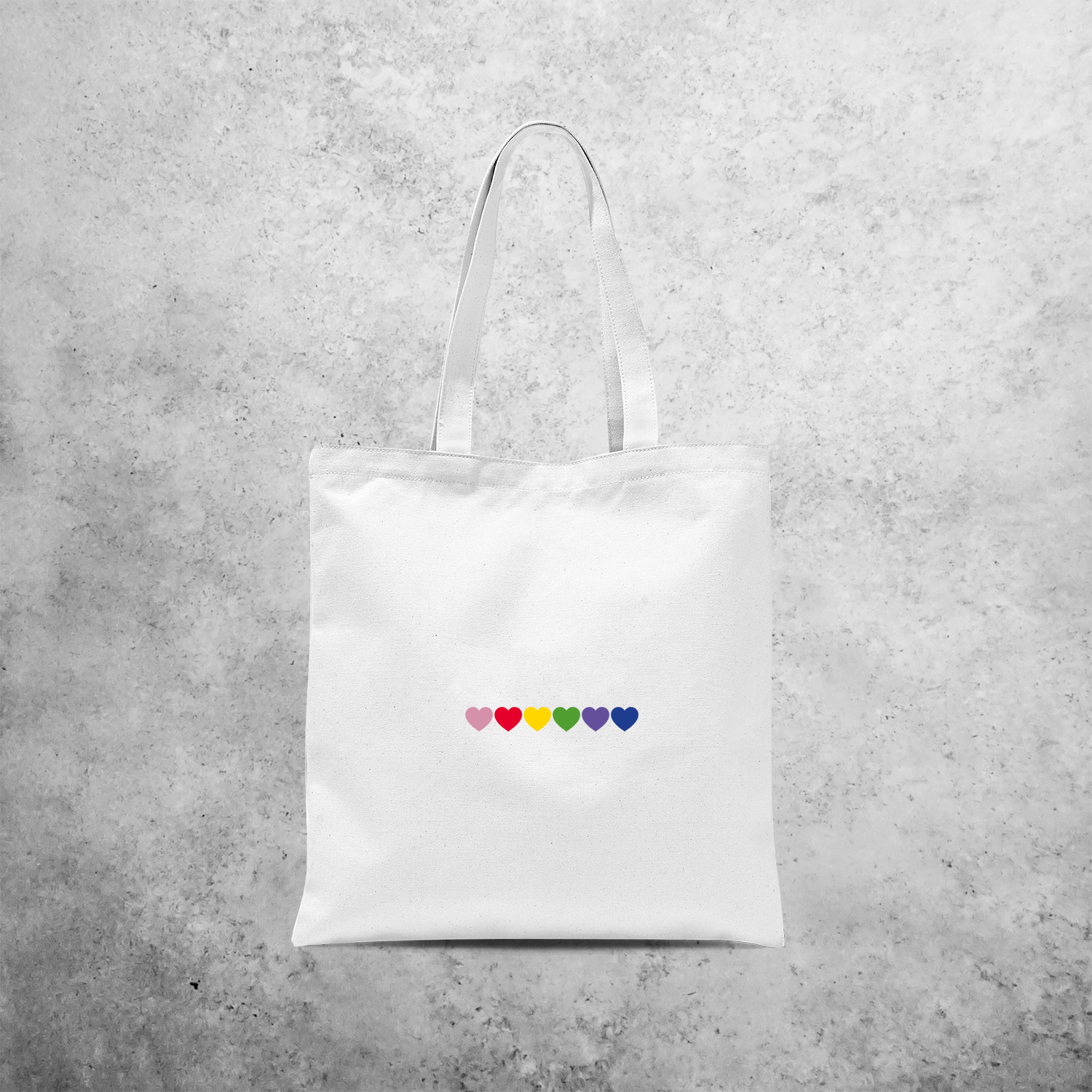 Hearts rainbow tote bag