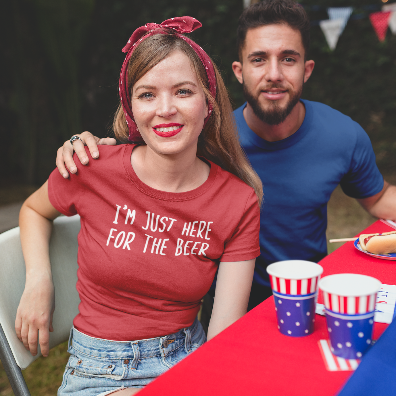 'I'm just here for the beer' adult shirt