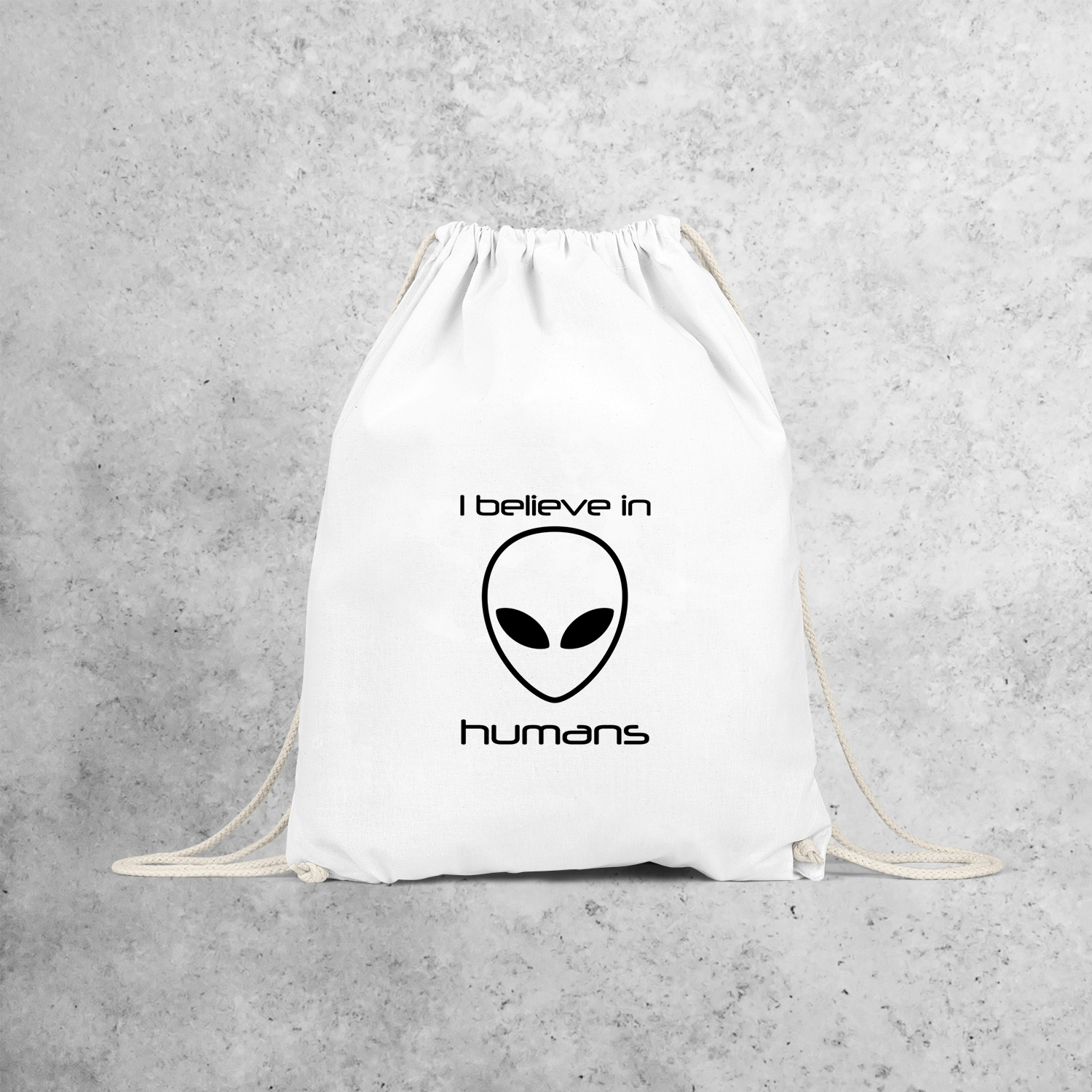 'I believe in humans' backpack