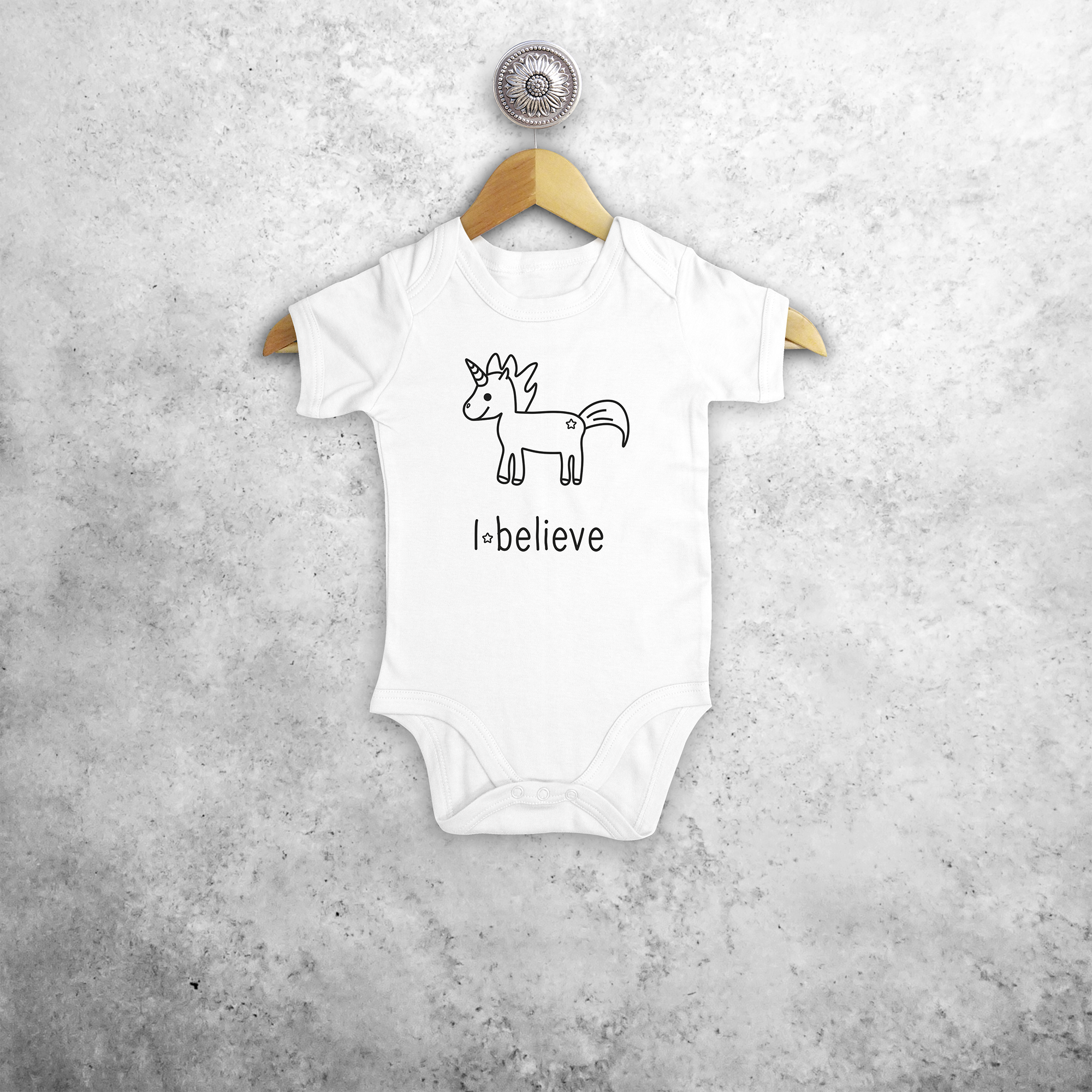 'I believe' unicorn baby shortsleeve bodysuit