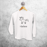 'I believe' unicorn kids longsleeve shirt