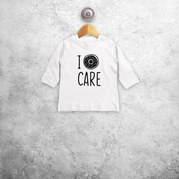 'I donut care' baby shirt met lange mouwen