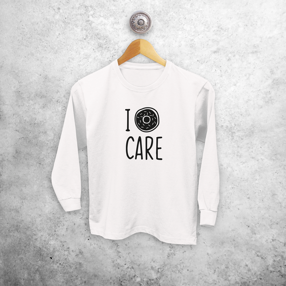 'I donut care' kind shirt met lange mouwen