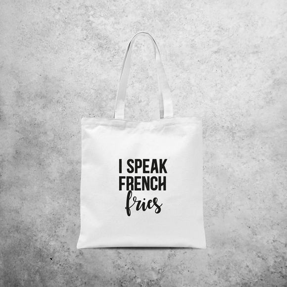 'I speak French fries' tote bag