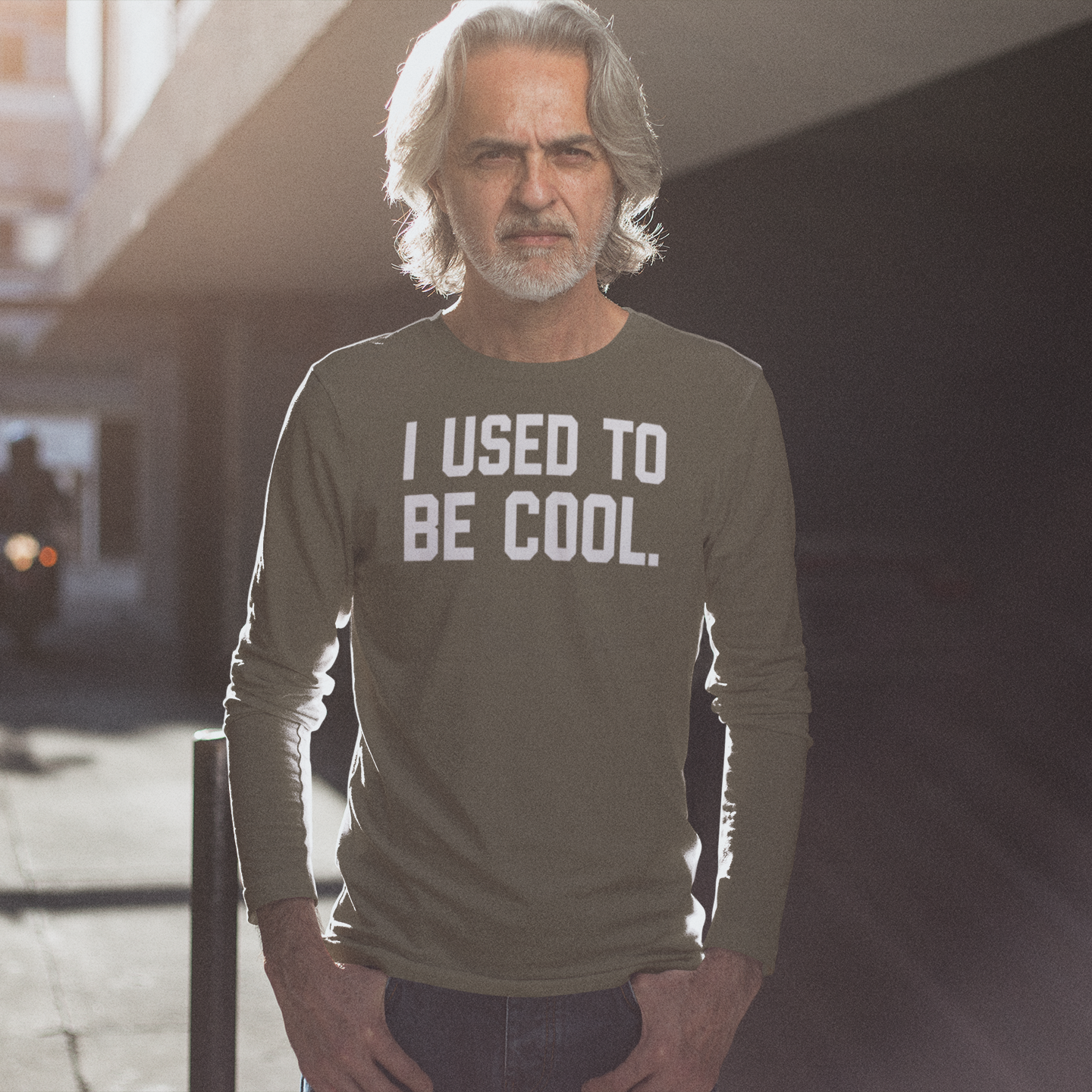 'I used to be cool.' volwassene shirt met lange mouwen