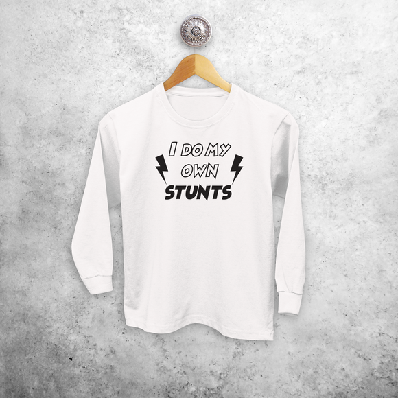 'I do my own stunts' kind shirt met lange mouwen