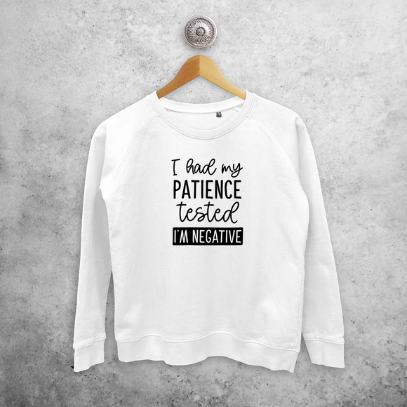 'I had my patience tested - I'm negative' sweater