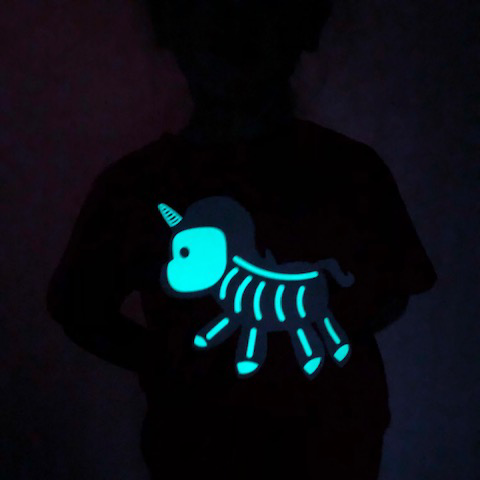 Unicorn glow in the dark kids shortsleeve shirt